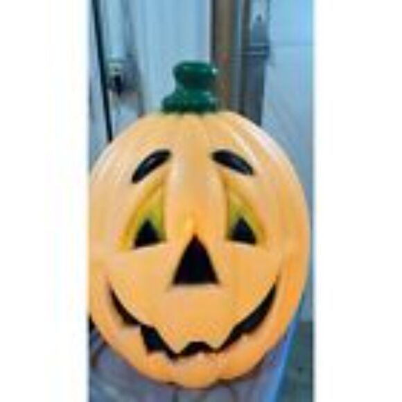 Vintage Halloween Plastic Jack O' Lantern Pumpkin Large Blow Mold 24" tall Works - Picture 1 of 4
